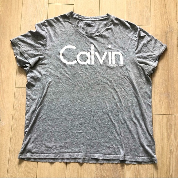 Calvin Klein Jeans Logo T Shirt in Grey - Picture 1 of 8